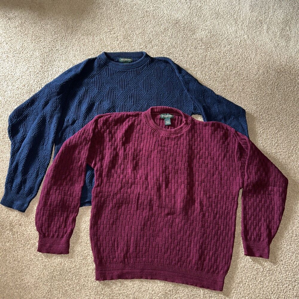 2 Vintage Hill Archer Sweaters Men Medium 90s Ribbed Crew Pullover Grandpa